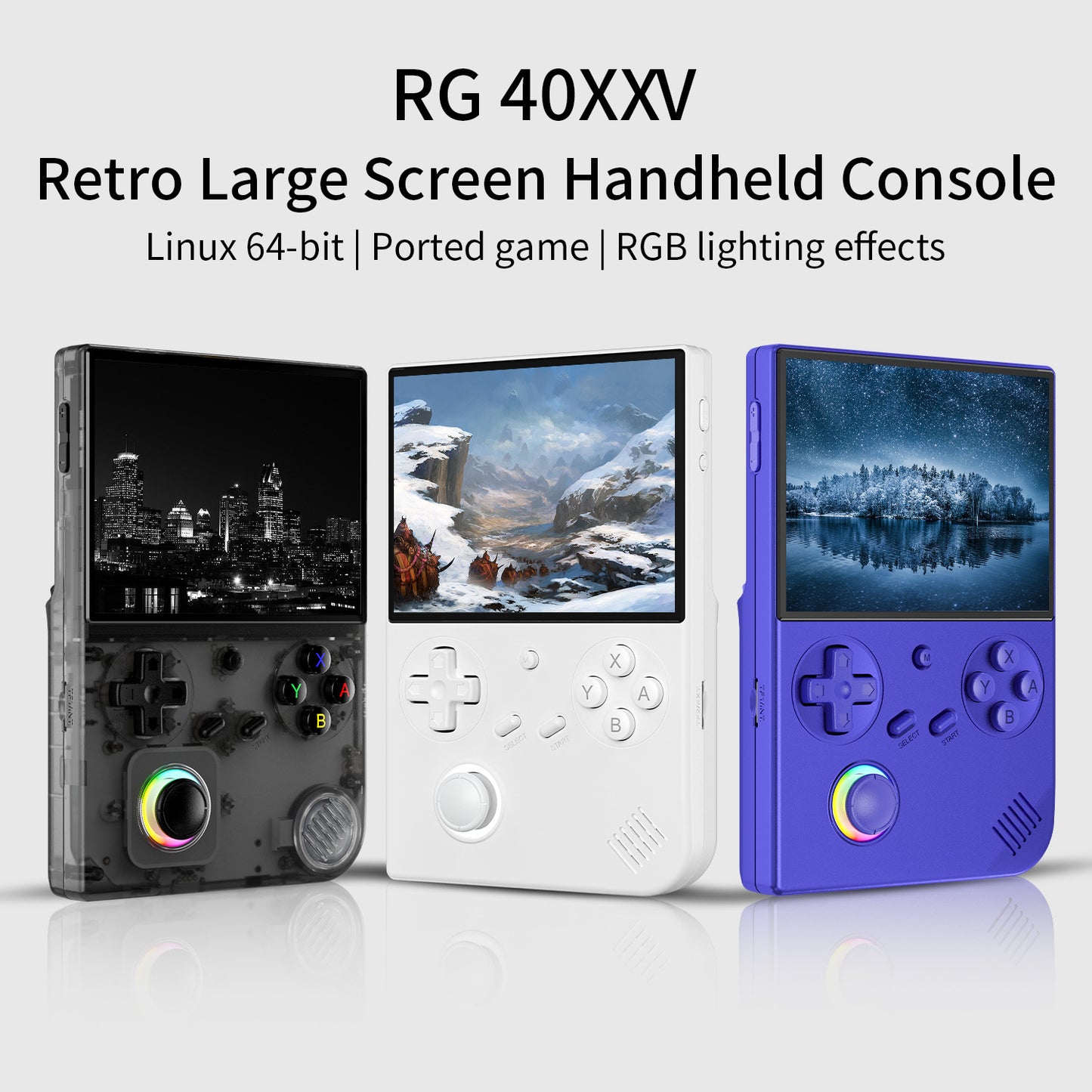 Retro portable handheld game console with lighting effect connected to power regard