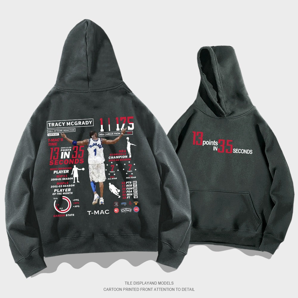 Mcgrady Honor Hooded Sweater Mens and Womens Spring and Autumn Wear Basketball Sports Loose Shoulder Hoodie Coat