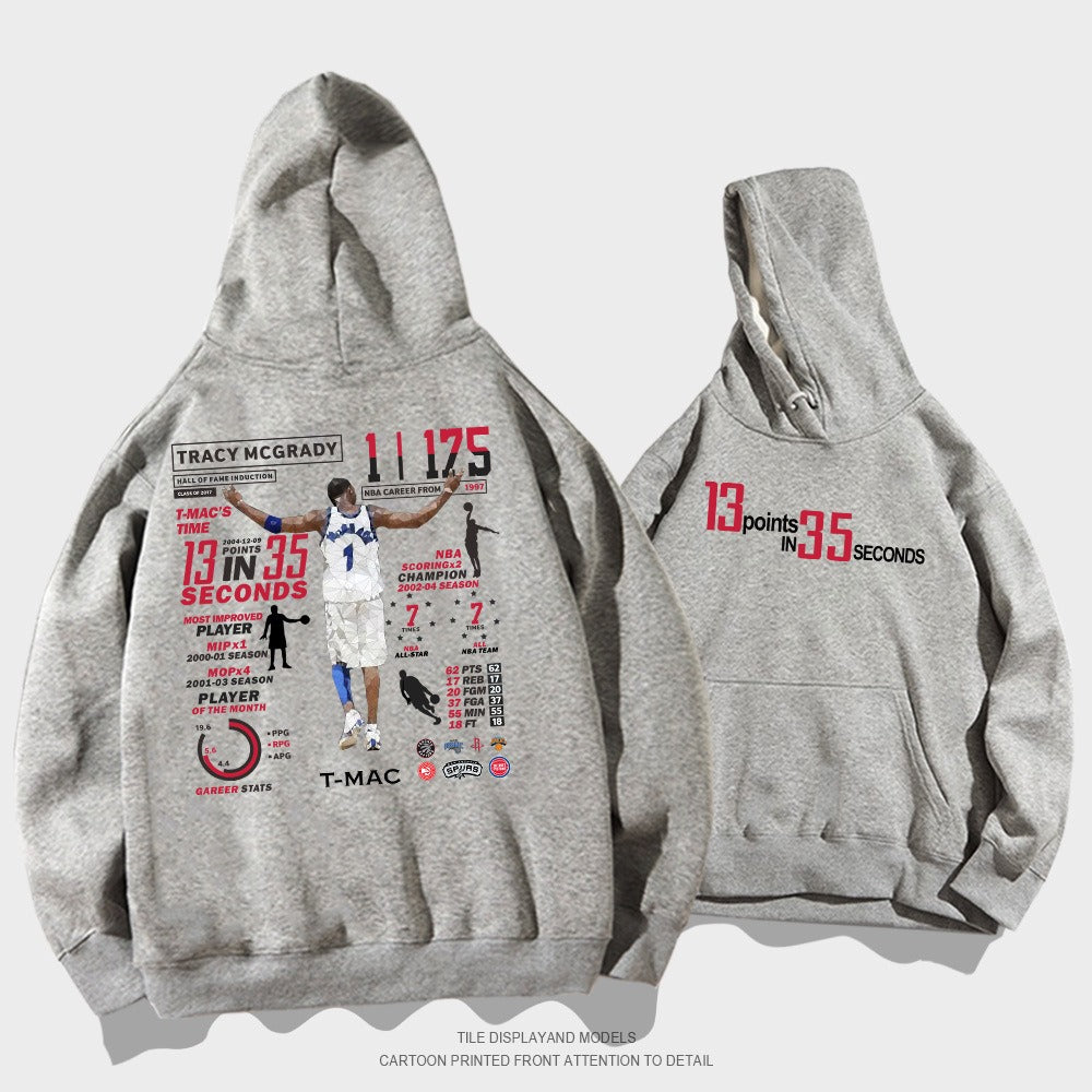 Mcgrady Honor Hooded Sweater Mens and Womens Spring and Autumn Wear Basketball Sports Loose Shoulder Hoodie Coat