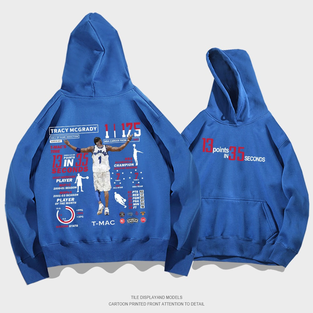 Mcgrady Honor Hooded Sweater Mens and Womens Spring and Autumn Wear Basketball Sports Loose Shoulder Hoodie Coat