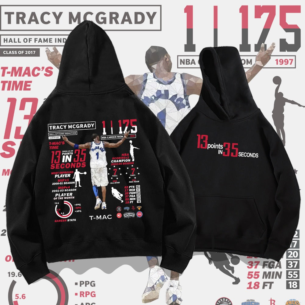 Mcgrady Honor Hooded Sweater Mens and Womens Spring and Autumn Wear Basketball Sports Loose Shoulder Hoodie Coat