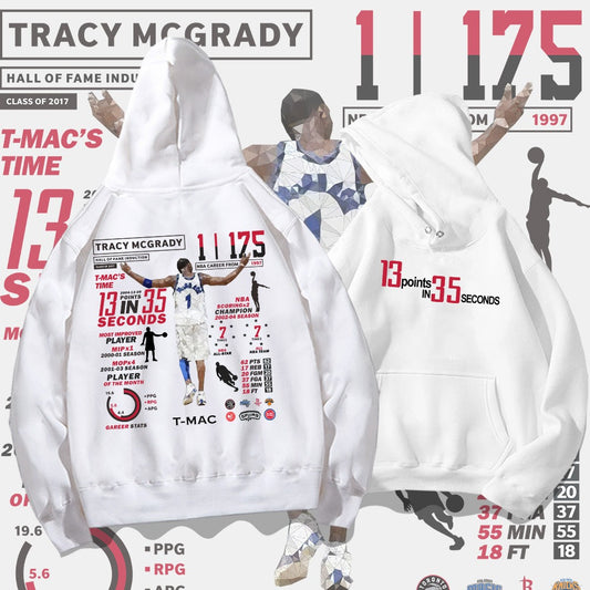 Mcgrady Honor Hooded Sweater Mens and Womens Spring and Autumn Wear Basketball Sports Loose Shoulder Hoodie Coat